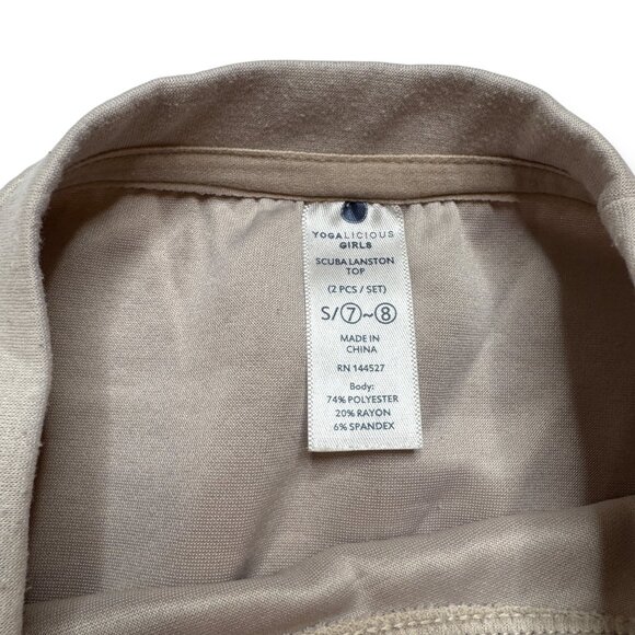 Yogalicious Girls Scuba Lanston Crew Neck Top in Tan - Picture 5 of 6